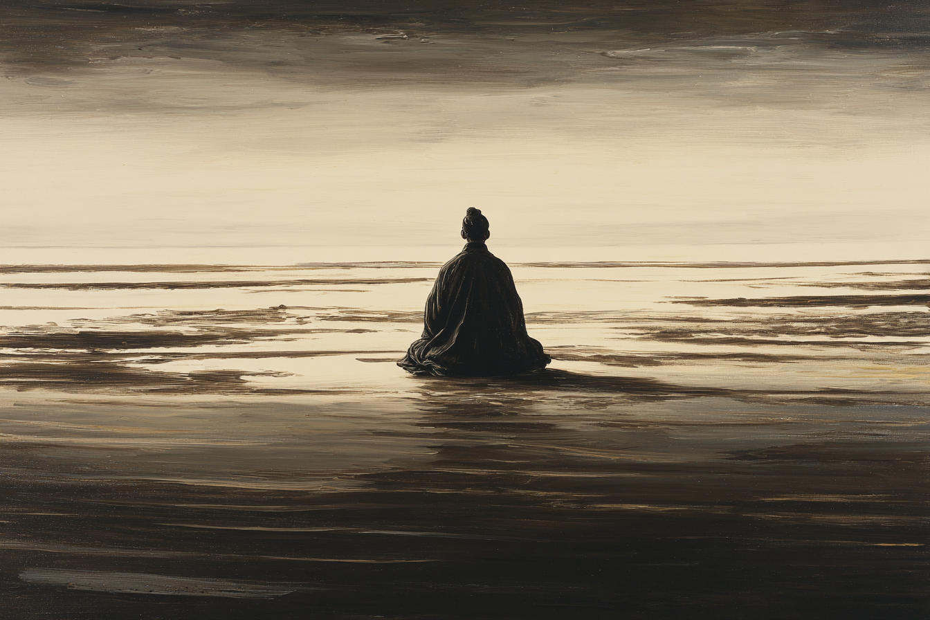 Yoga Meditation Figura Sitzend Am Ufer In Natur Reflexion Selbstbetrachtung | Yoga und Meditation | Themen und Hobbys