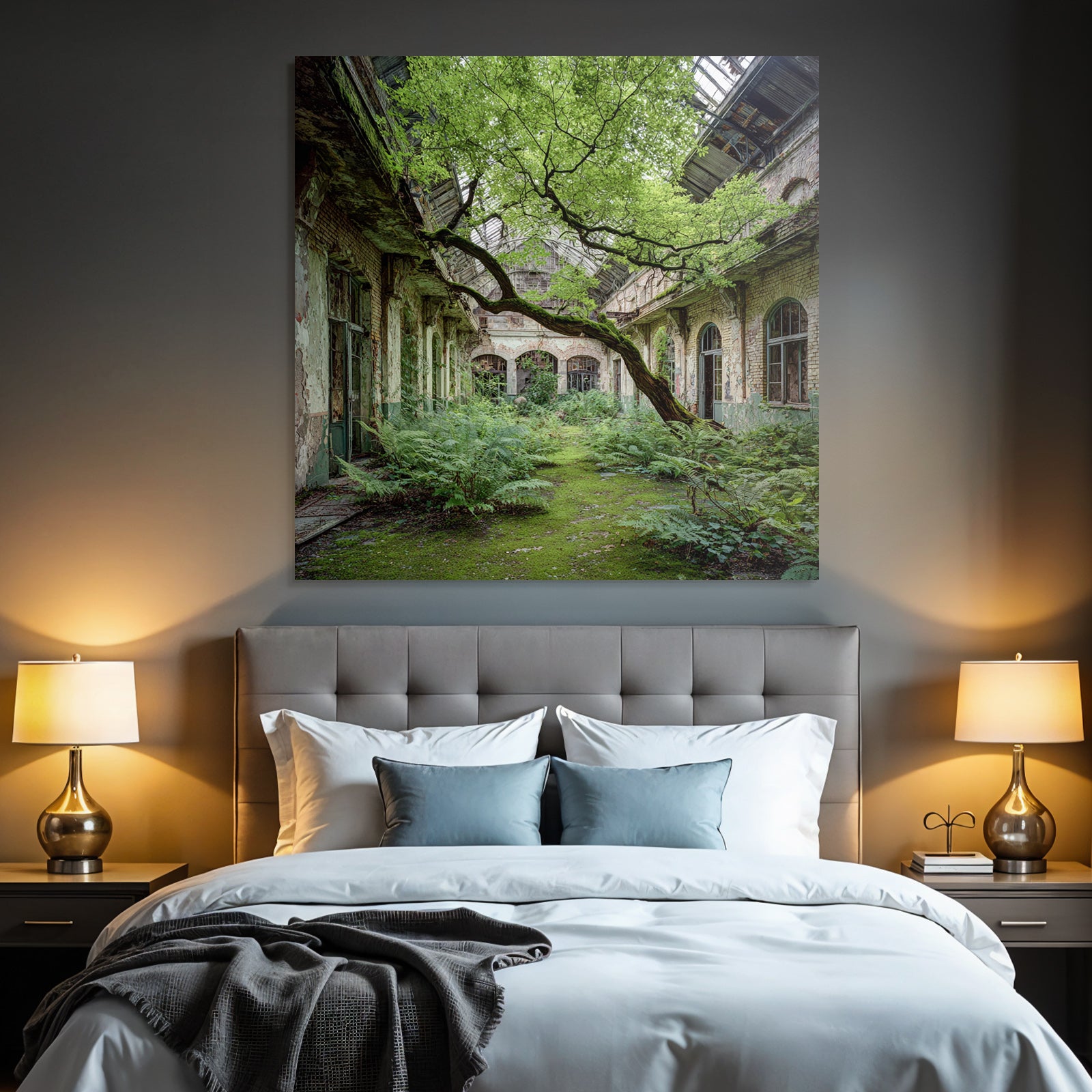 Verlassener Innenraum Natur Erobert Mit Baum Und Farnen | Lost Places | Architektur