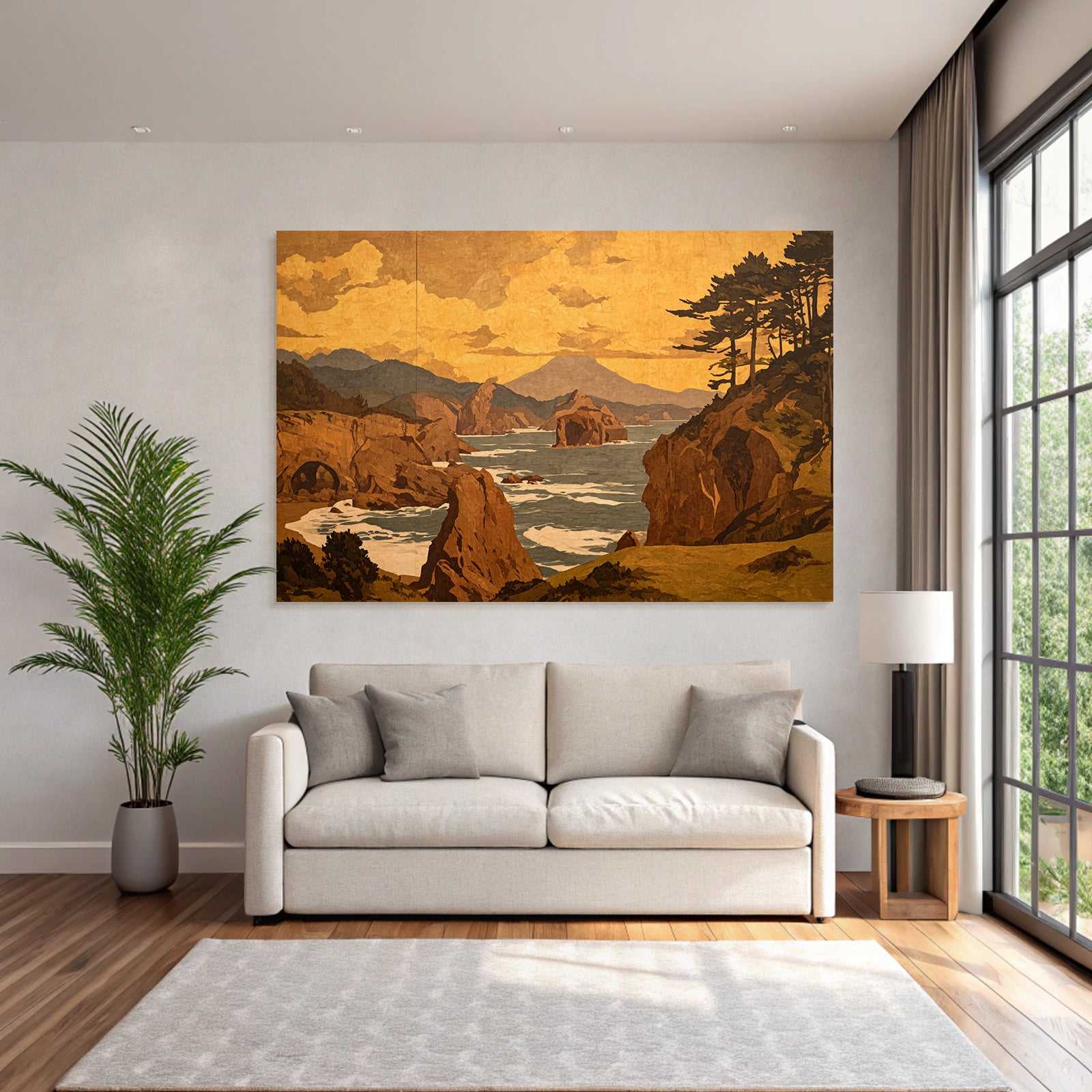 Yoga Meditation Bild Kustlandschaft Bei Sonnenuntergang Mit Bergen Und Felsen | Yoga und Meditation | Themen und Hobbys