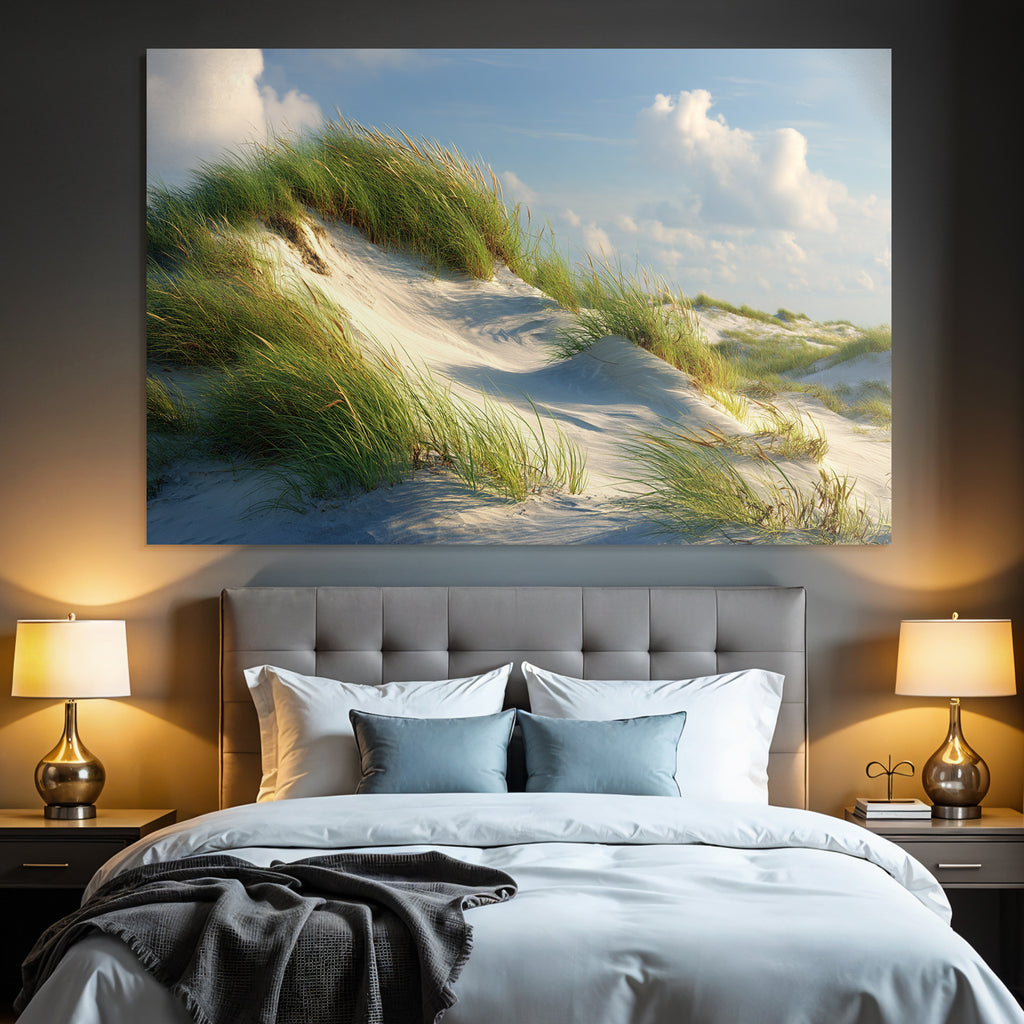 Sandy Dunes Mit Grünem Gras Unter Blaüm Himmel | Duenen und Heide | Landschaften