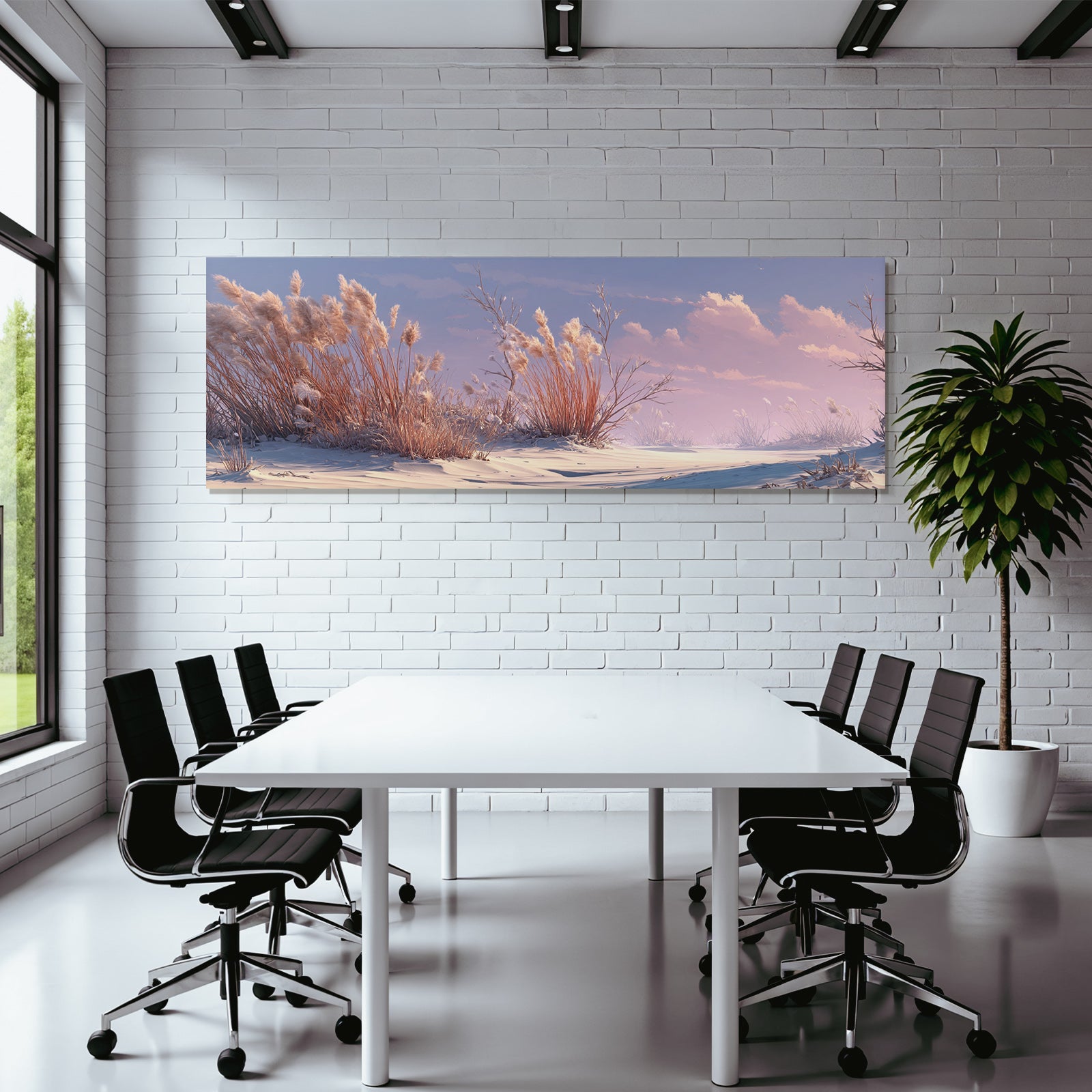 Ruhige Winterlandschaft Mit Gras Und Pastellfarbenem Himmel | Duenen und Heide | Landschaften