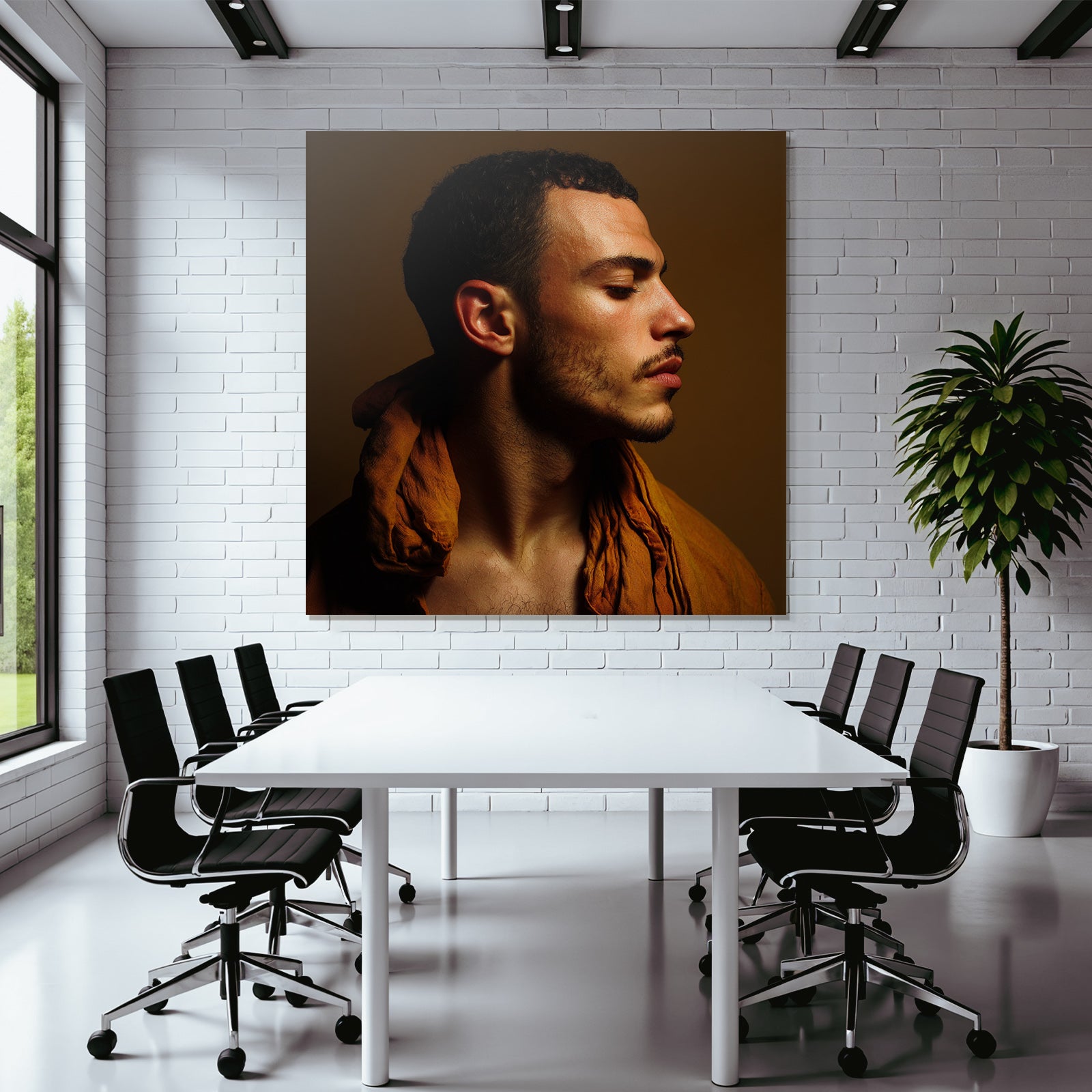 Portrait Eines Mannes Im Profil Mit Lockigem Haar Und Drapierter Garderobe | Aktkunst und Sinnlichkeit | Menschen und Emotionen
