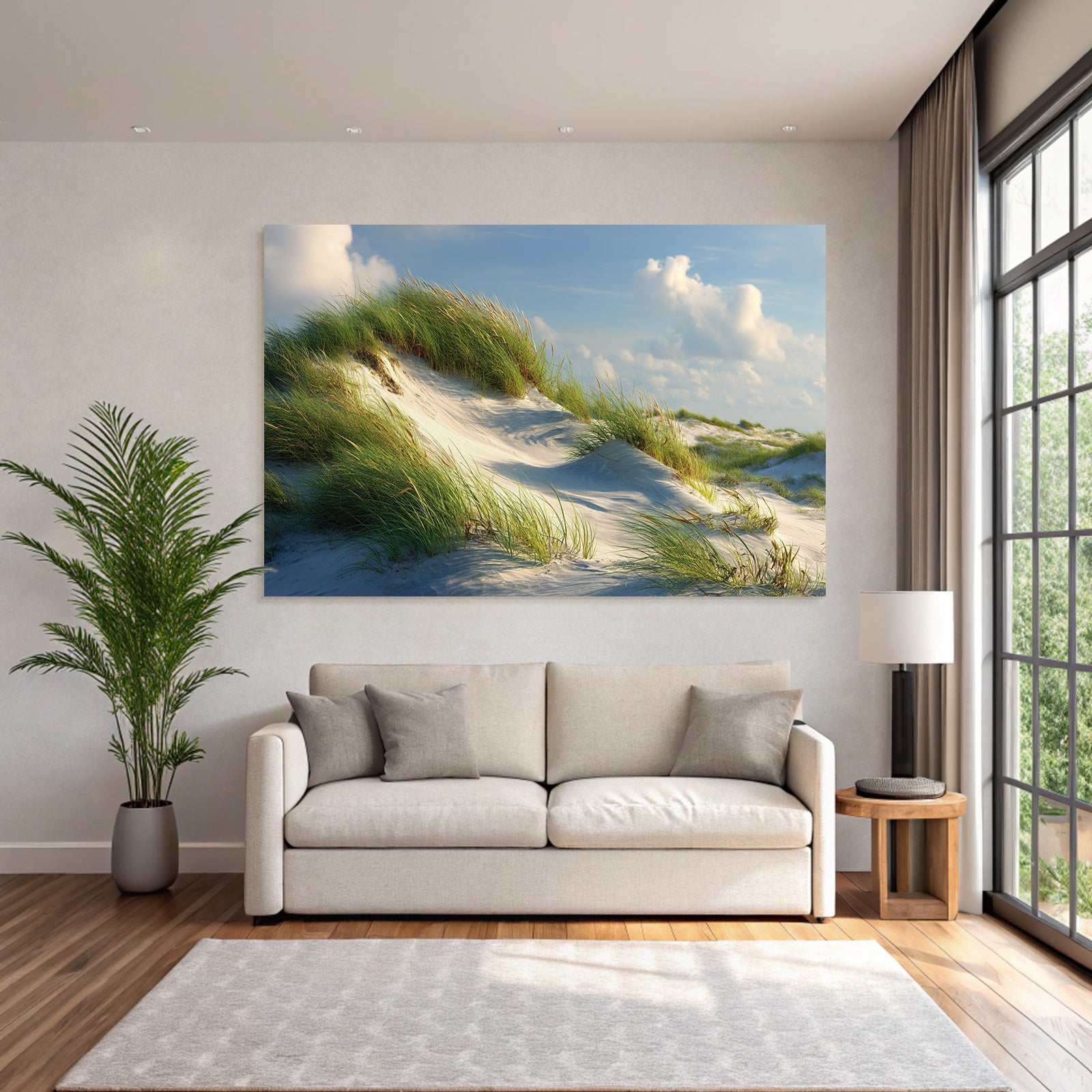 Sandy Dunes Mit Grünem Gras Unter Blaüm Himmel | Duenen und Heide | Landschaften