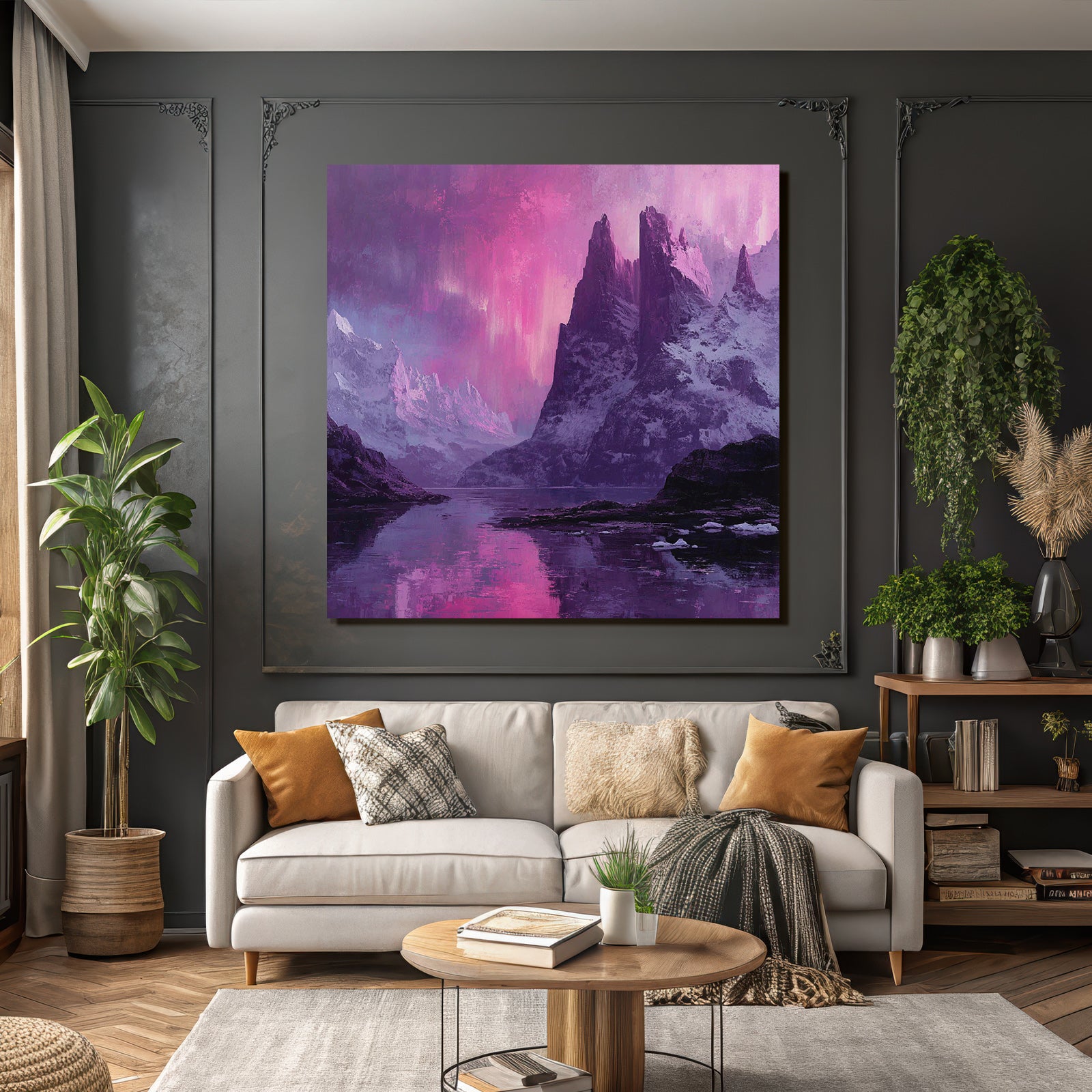 Polarlicht Fantastische Landschaft Mit Bergen Und Gewässern | Fjorde und Gletscher | Landschaften