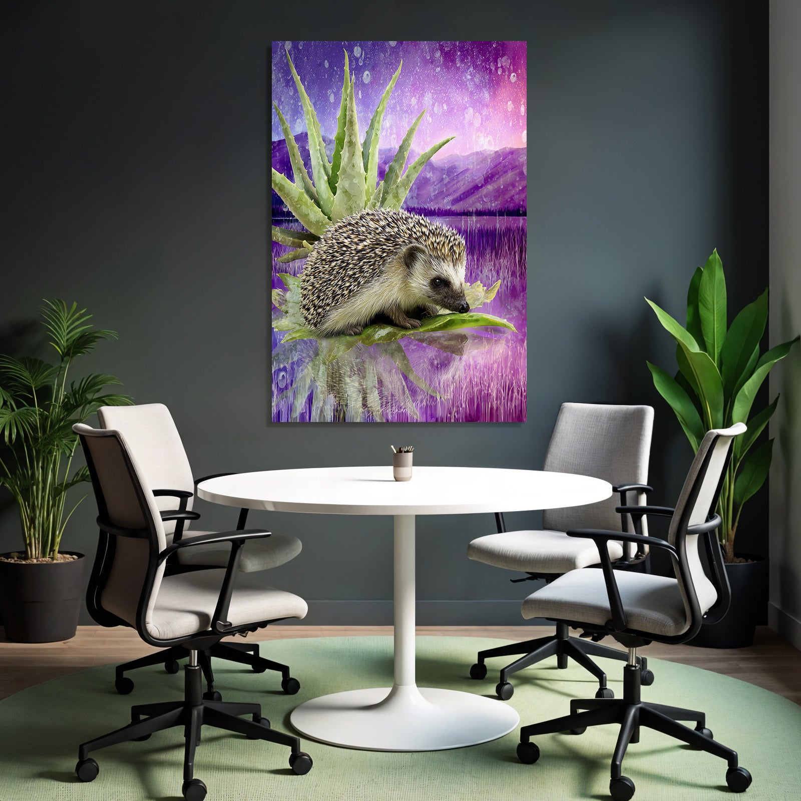 Polarlicht Igel Auf Aloe Pflanze Lebendige Hintergrund Farbenfrohe Landschaft | Fjorde und Gletscher | Landschaften