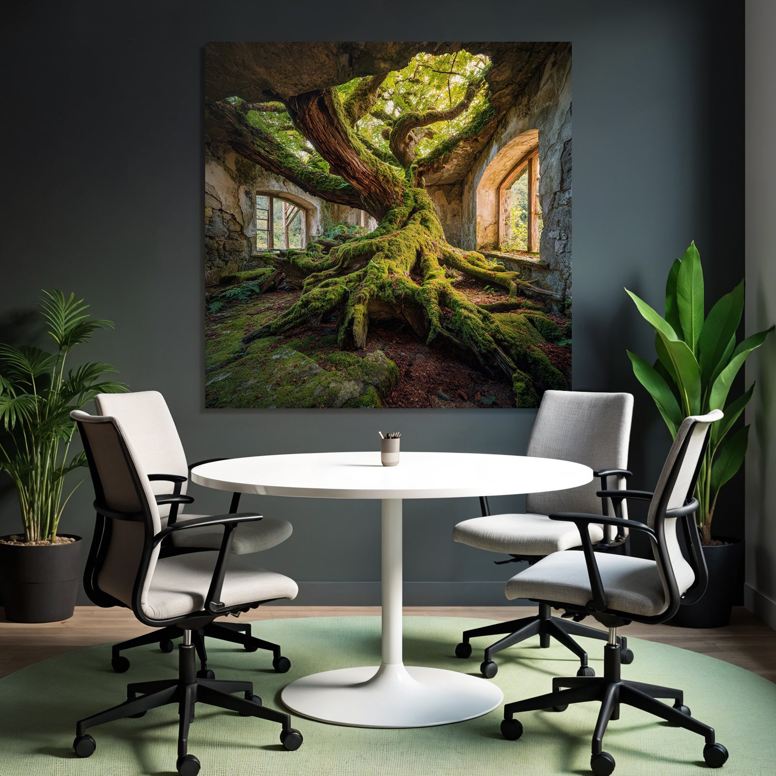 Baum Im Verlassenen Gebaeude Mit Moos Und Licht | Lost Places | Architektur