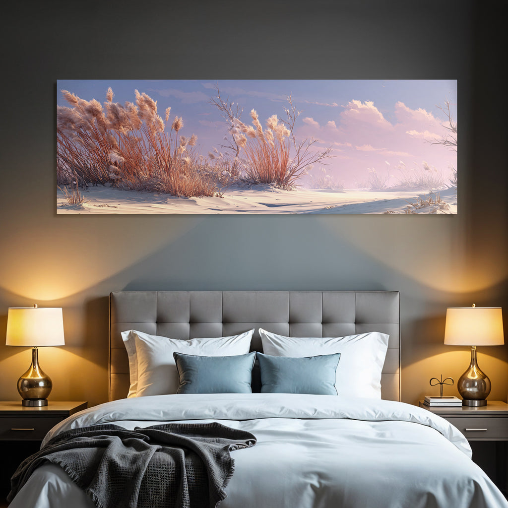 Ruhige Winterlandschaft Mit Gras Und Pastellfarbenem Himmel | Duenen und Heide | Landschaften