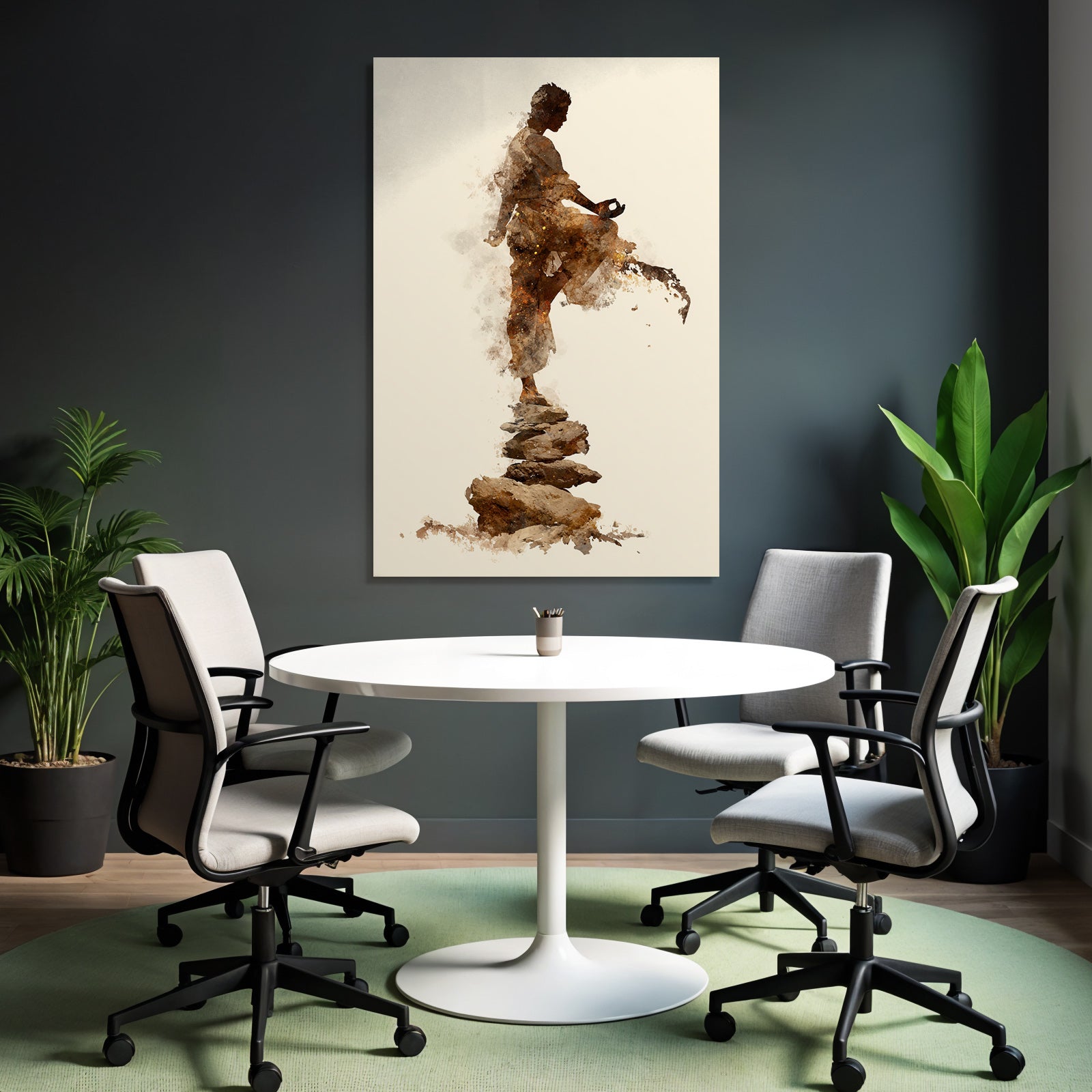 Yoga Meditation Meditierende Figuren Auf Steinen Wasserfarbe Abstrakt | Yoga und Meditation | Themen und Hobbys