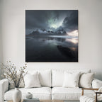 Polarlicht Dramatische Landschaft Rugged Mountains Wolken Und Reflexionen | Fjorde und Gletscher | Landschaften