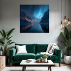 Polarlicht Ruhige Und Dramatische Landlandschaft Mit Nordlicht Und Bergsee | Fjorde und Gletscher | Landschaften