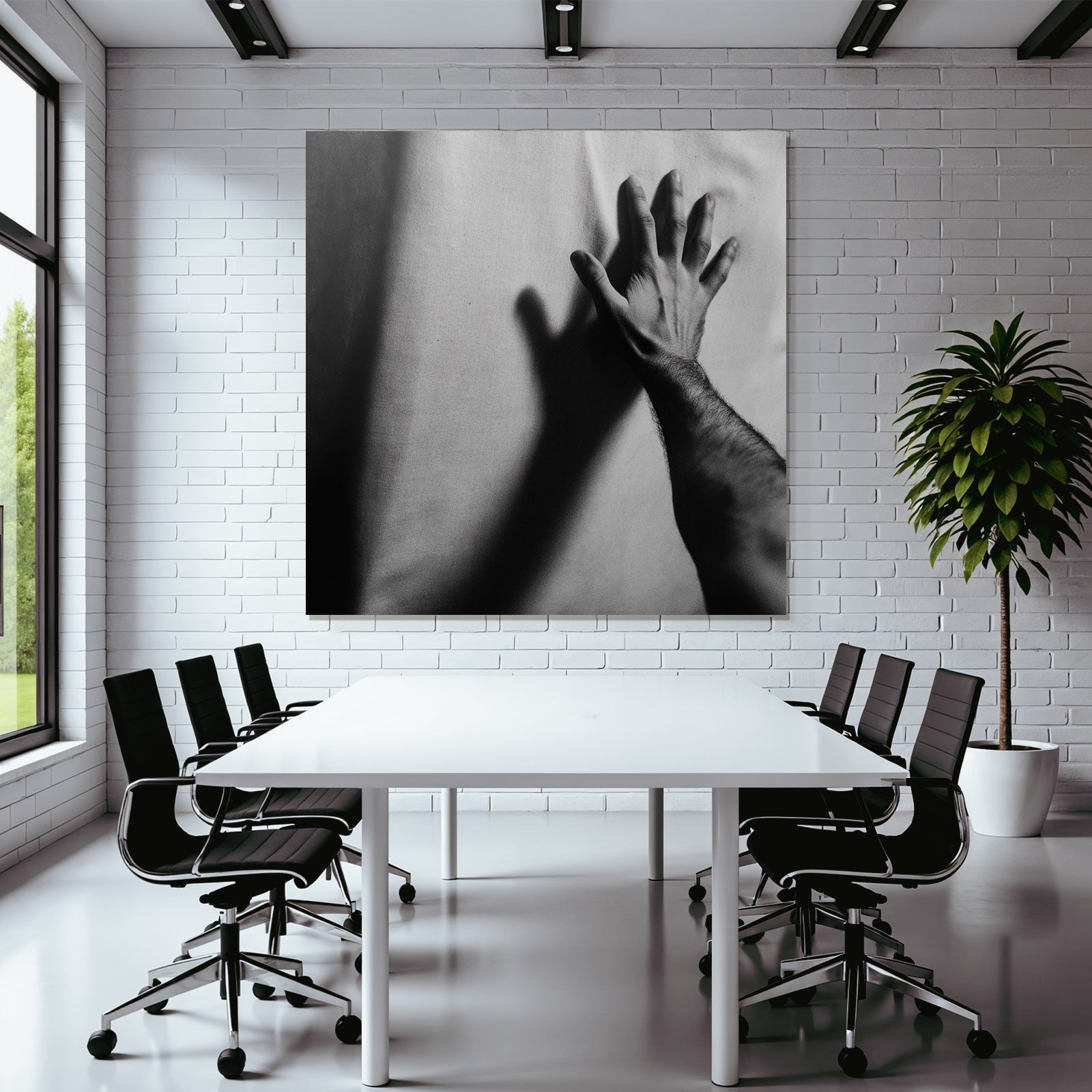 Hand Die Auf Eine Oberfläche Zuführt Schatten Schwarz Und Weiss | Haende und Gestik | Menschen und Emotionen