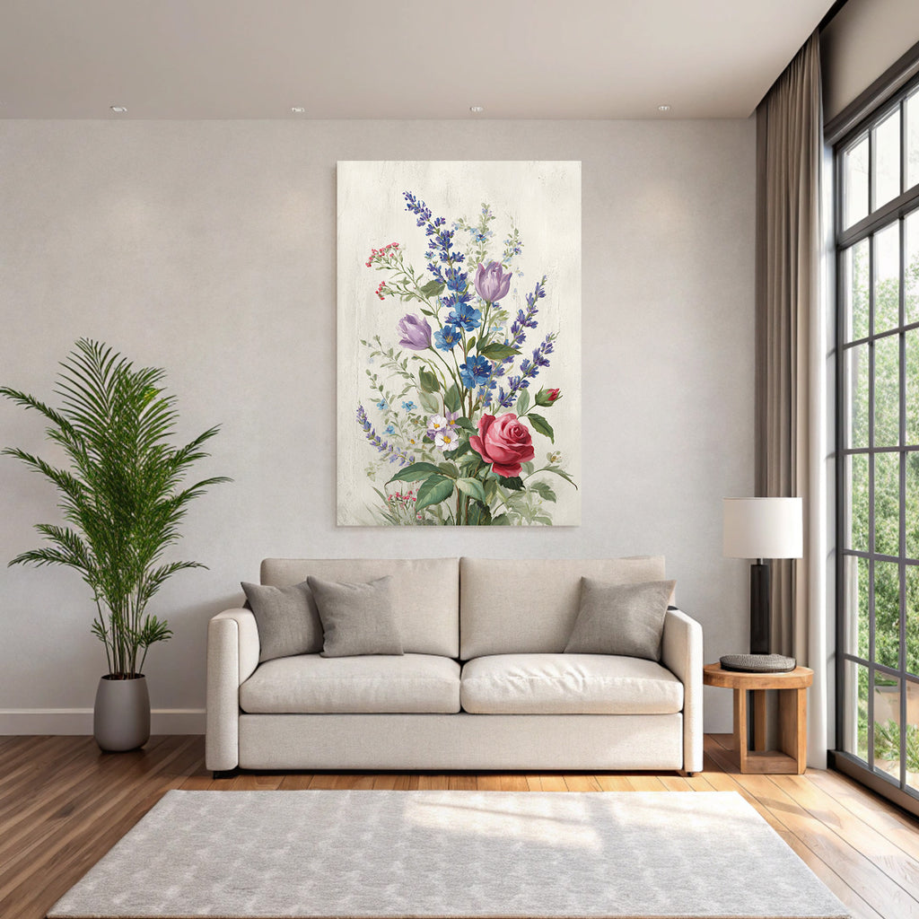 Schönes Arrangement Mit Rosen Und Bunten Blüten
