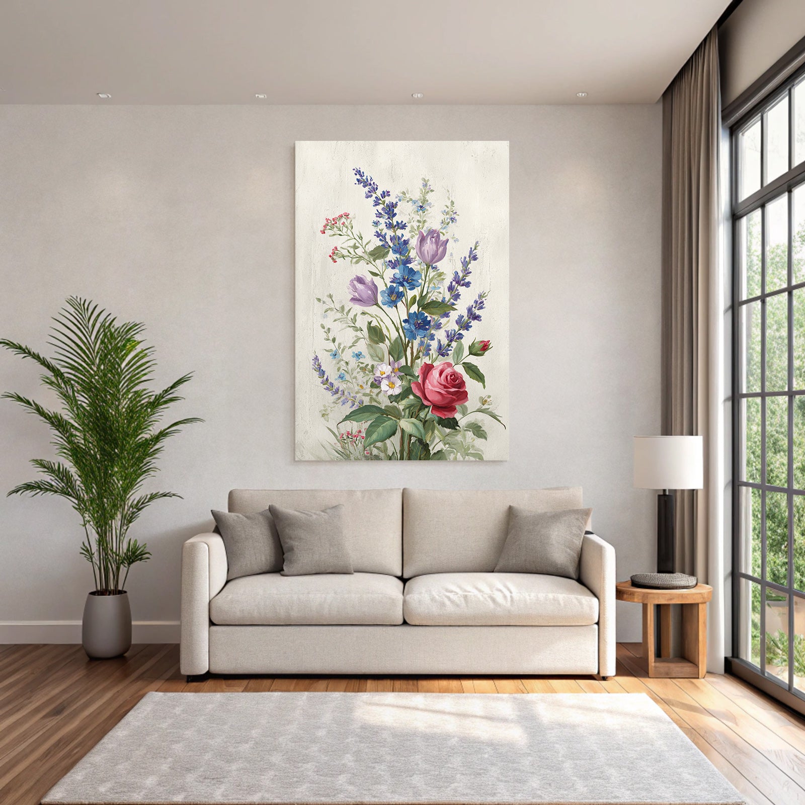 Schönes Arrangement Mit Rosen Und Bunten Blüten
