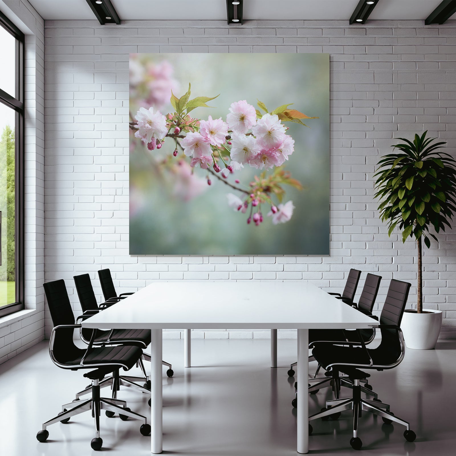 Kirschblütenzweig Mit Zarten Rosa Blüten Und Knospen