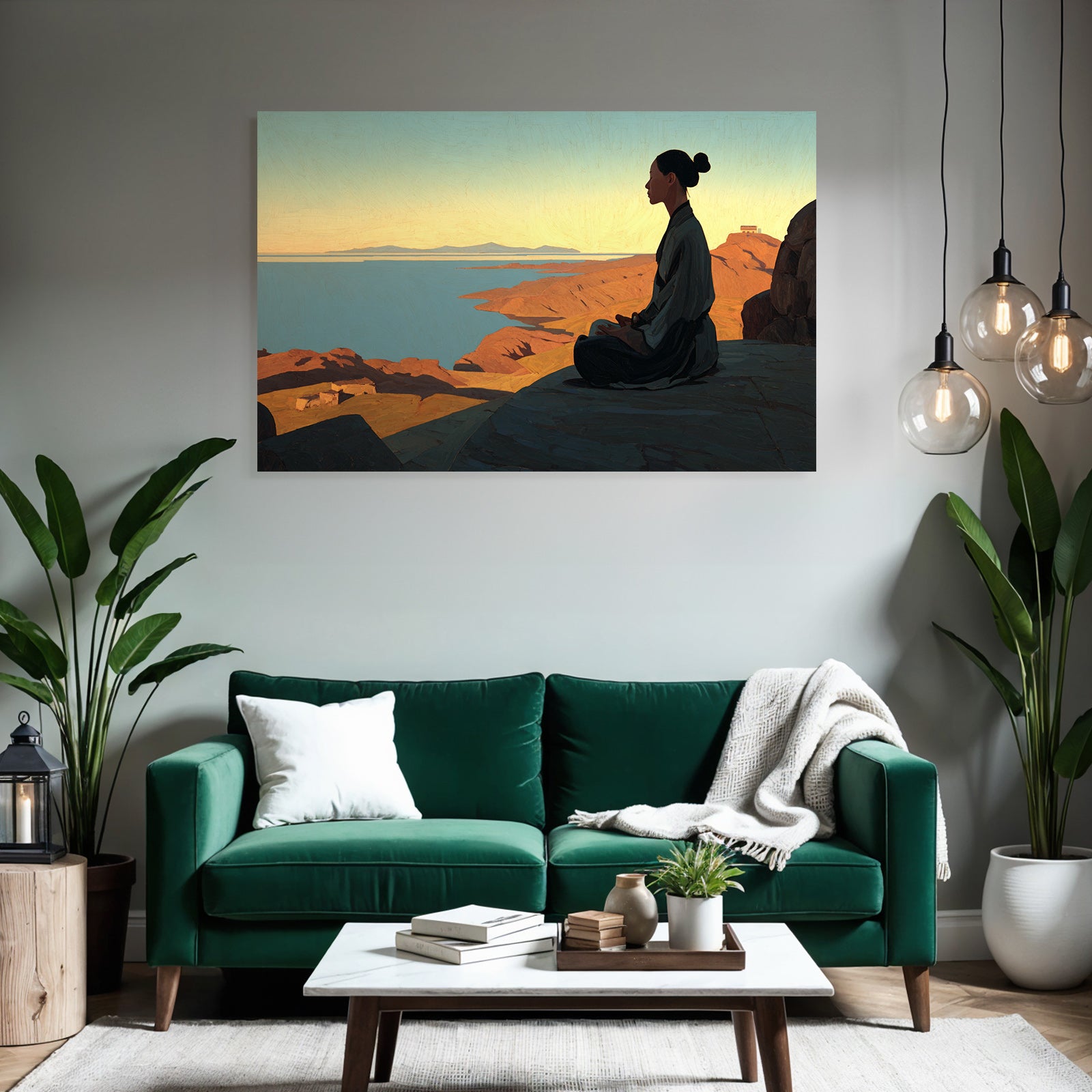 Yoga Meditation Friedliche Landschaft Meditiation Am Wasser Malerei Sonnenaufgang | Yoga und Meditation | Themen und Hobbys