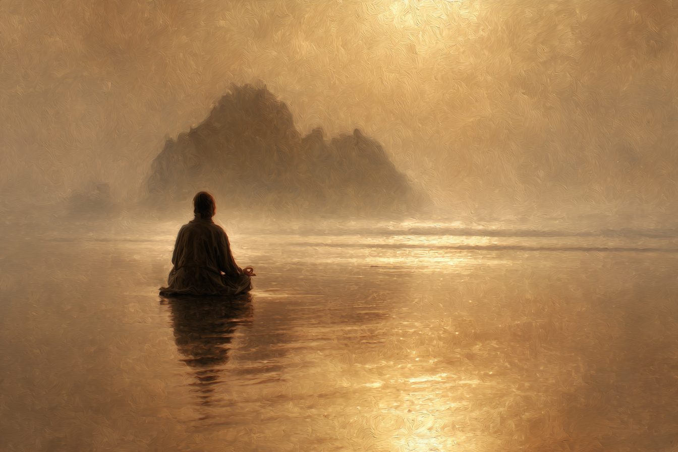 Yoga Meditation Ruhige Szene Person Meditiert Wasser Sonnenaufgang Sunset | Yoga und Meditation | Themen und Hobbys