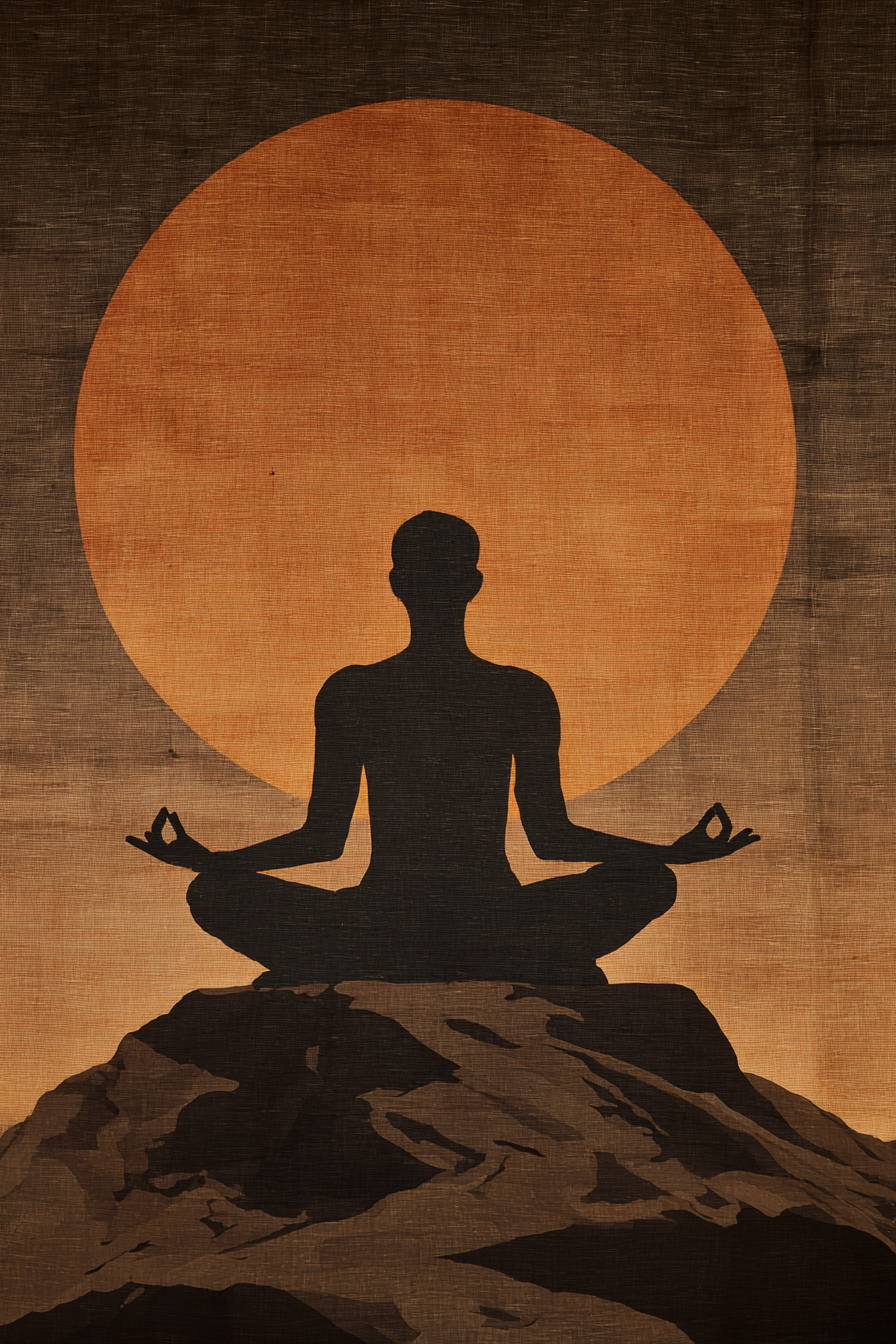 Yoga Meditation Meditierende Person Auf Einem Felsen Mit Sonne Im Hintergrund | Yoga und Meditation | Themen und Hobbys