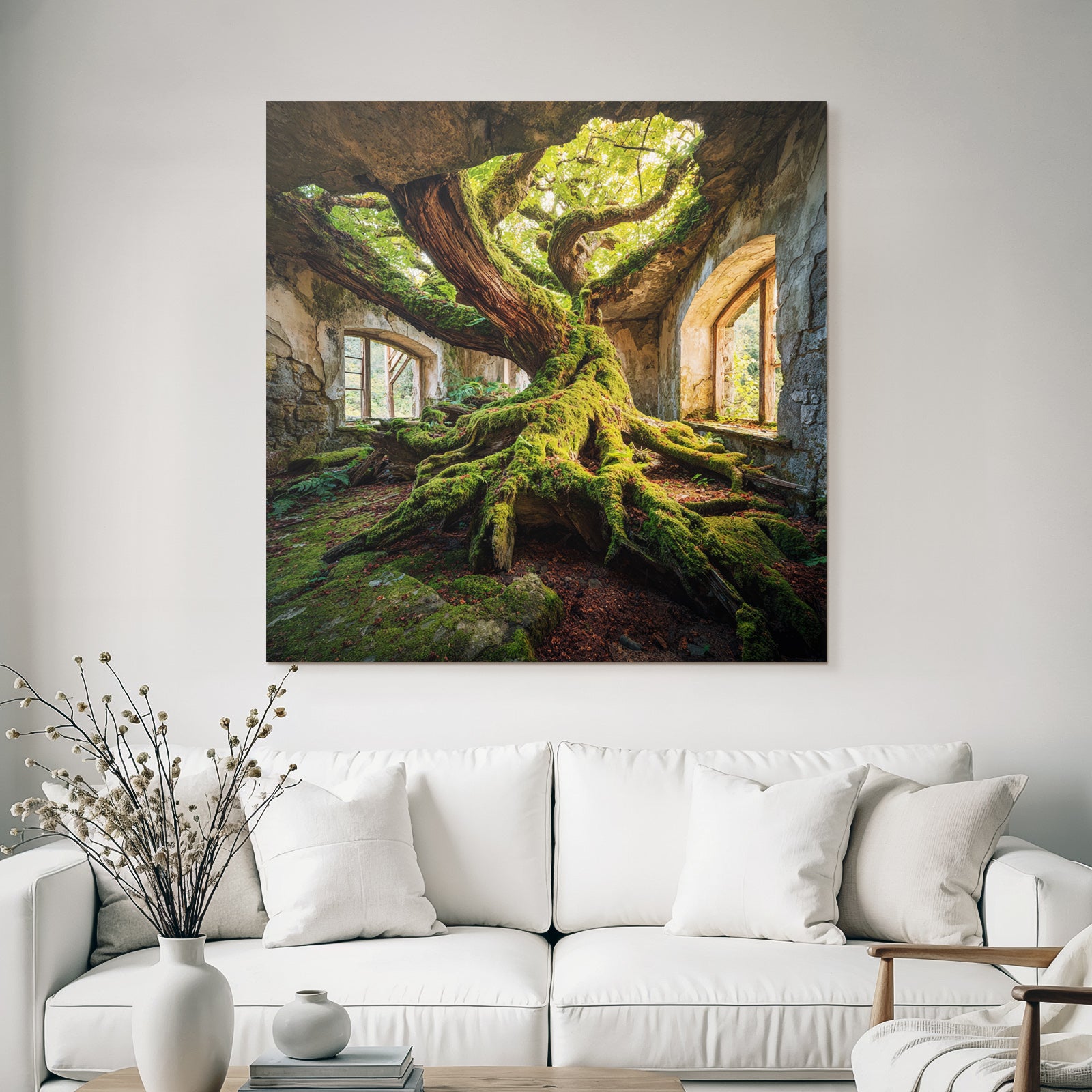 Baum Im Verlassenen Gebaeude Mit Moos Und Licht | Lost Places | Architektur