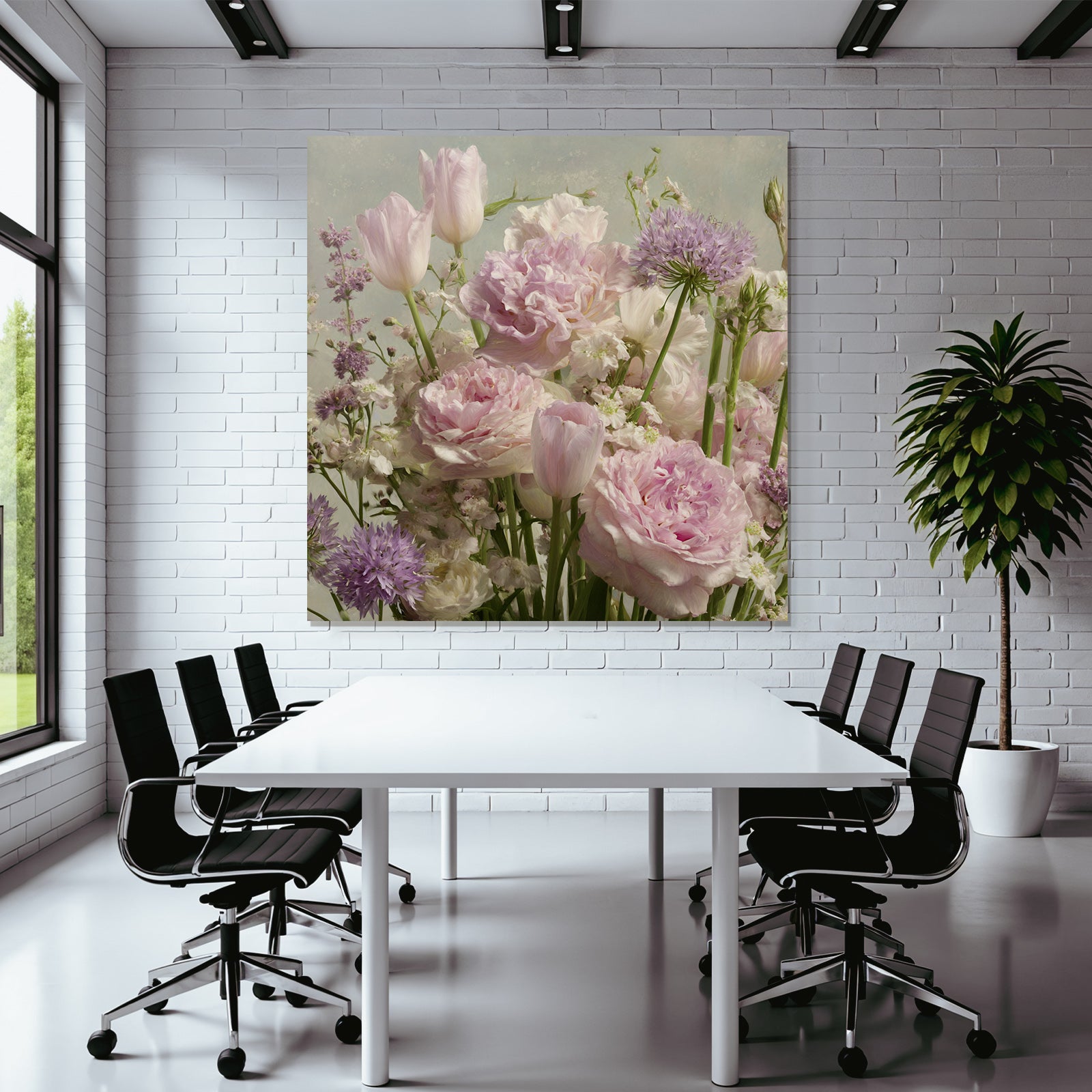 Sanftes Pastell Arrangement Aus Tulpen Und Pfingstrosen