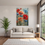 Schone Anordnung Mit Mohn Und Korn In Rot Orange Und Blau