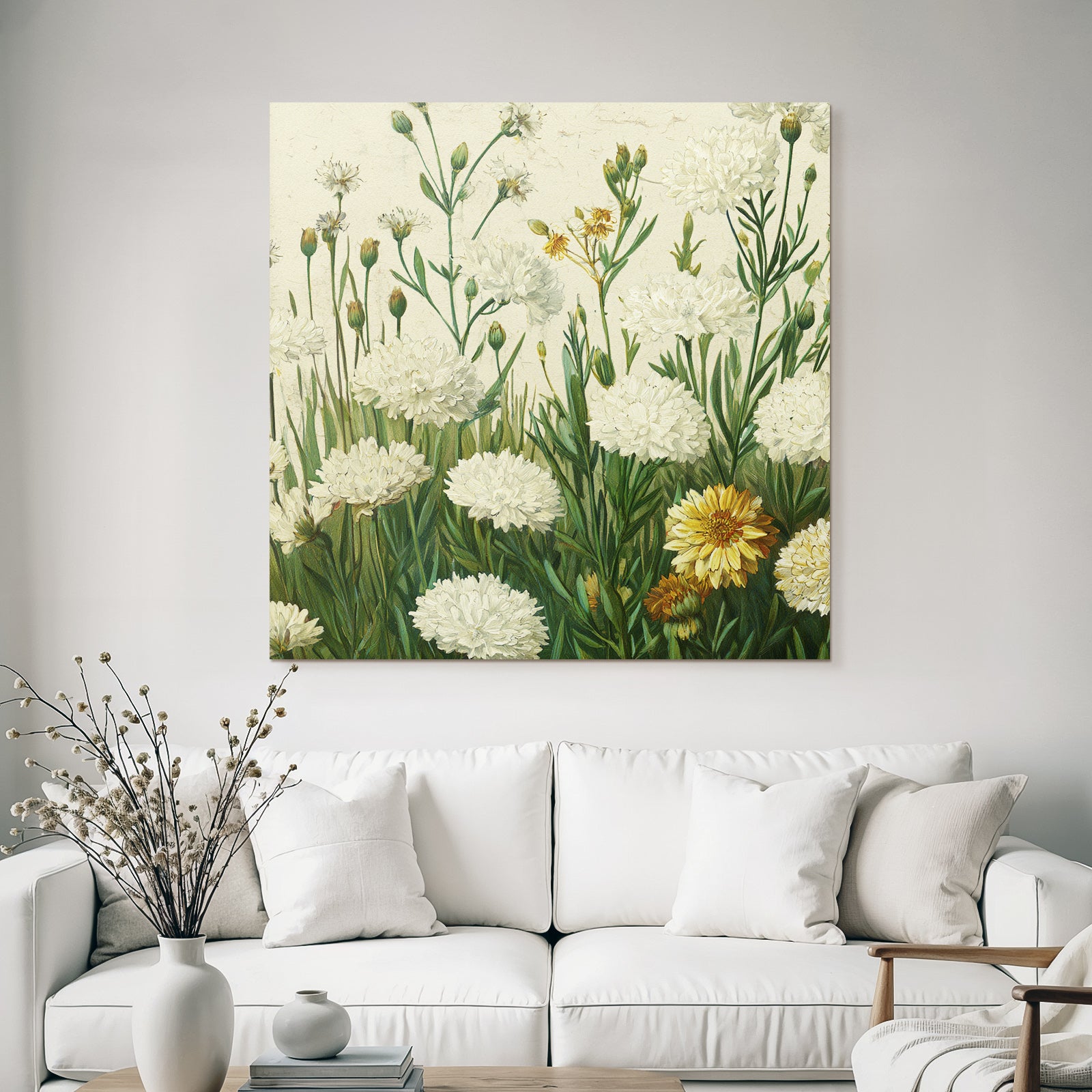 Botanische Illustration Weisse Und Gelbe Auf Vergilbtem Hintergrund