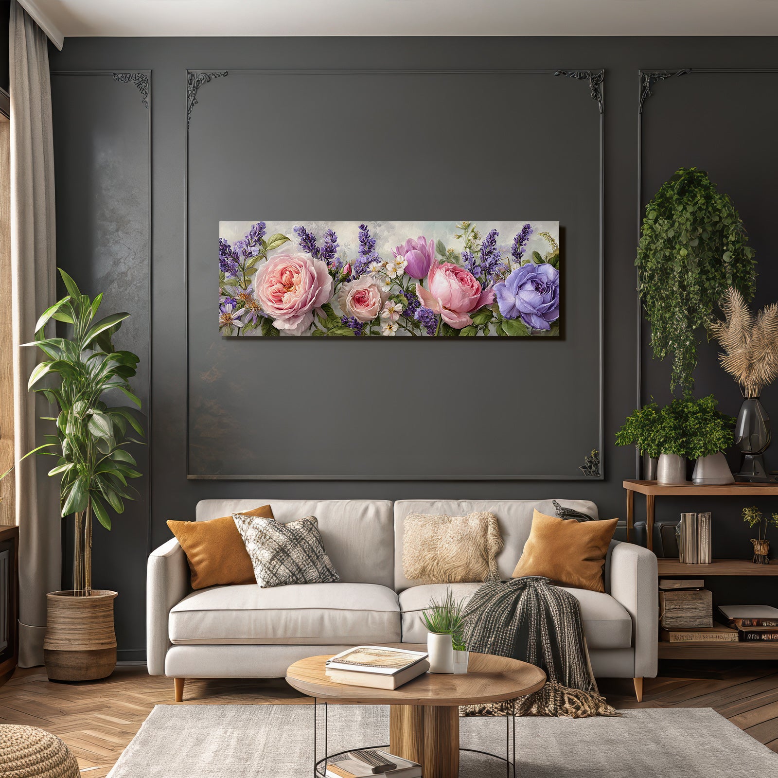 Kunstwerk Mit Pfingstrosen Tulpen Und Anderen Blüten