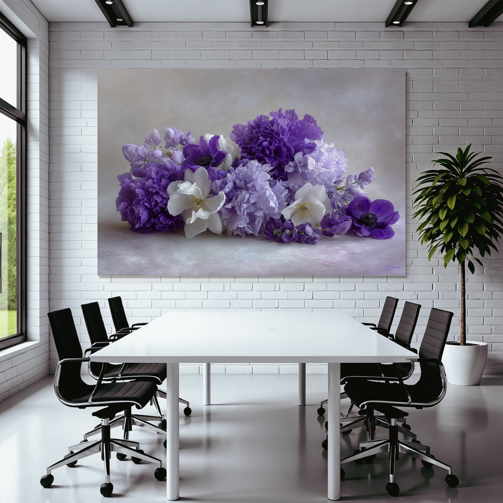 Orchideen Anemonen Pfingstrose Violette Und Weisse Anordnung