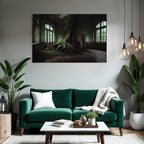 Abandoned Room With Tree Reclaiming Space Wettered Walls And Large Windows | Lost Places | Architektur
