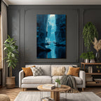Polarlicht Fantastische Landschaft Narrow River Tower Cliffs Icy Reflections | Fjorde und Gletscher | Landschaften