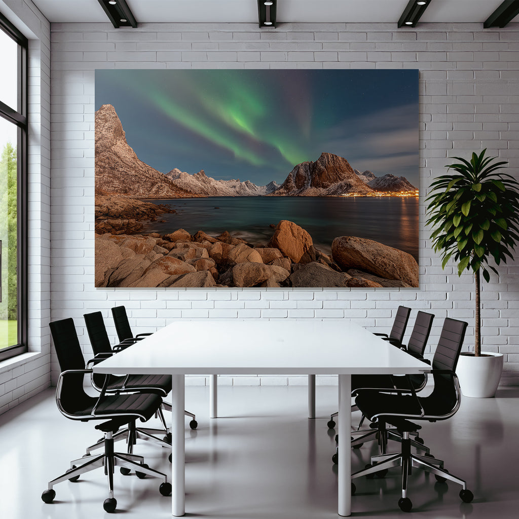 Polarlicht Schöne Landschaft Mit See Und Norlicht In Den Polarregionen | Fjorde und Gletscher | Landschaften