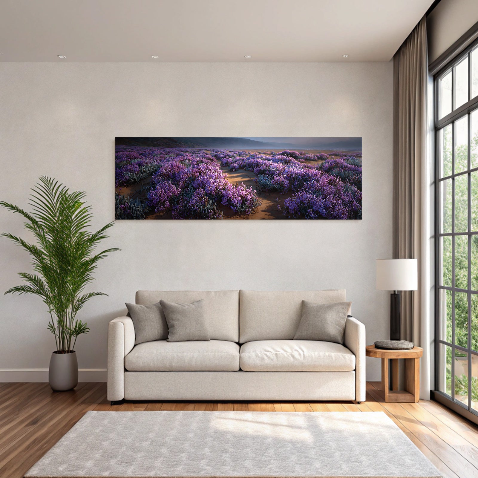 Blumenlandschaft Lila Blumen Wiese Meer Ruhige Umgebung | Duenen und Heide | Landschaften