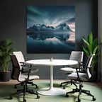 Polarlicht Dramatische Landlandschaft Mit Bergen Und Aurora Borealis | Fjorde und Gletscher | Landschaften