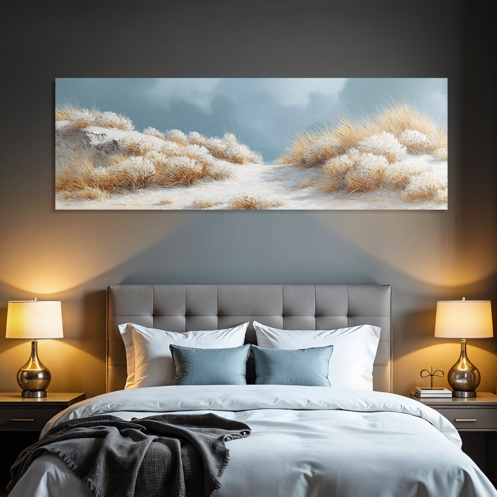 Ruhige Landschaft Impressionistisch Malerei Sandy Terrain Blaür Himmel | Duenen und Heide | Landschaften