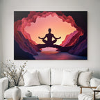 Yoga Meditation Meditierende Person In Höhle Mit Farbigen Hintergrundformen | Yoga und Meditation | Themen und Hobbys