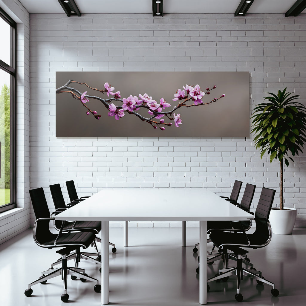 Zweig Mit Rosa Vor Gedämpftem Hintergrund