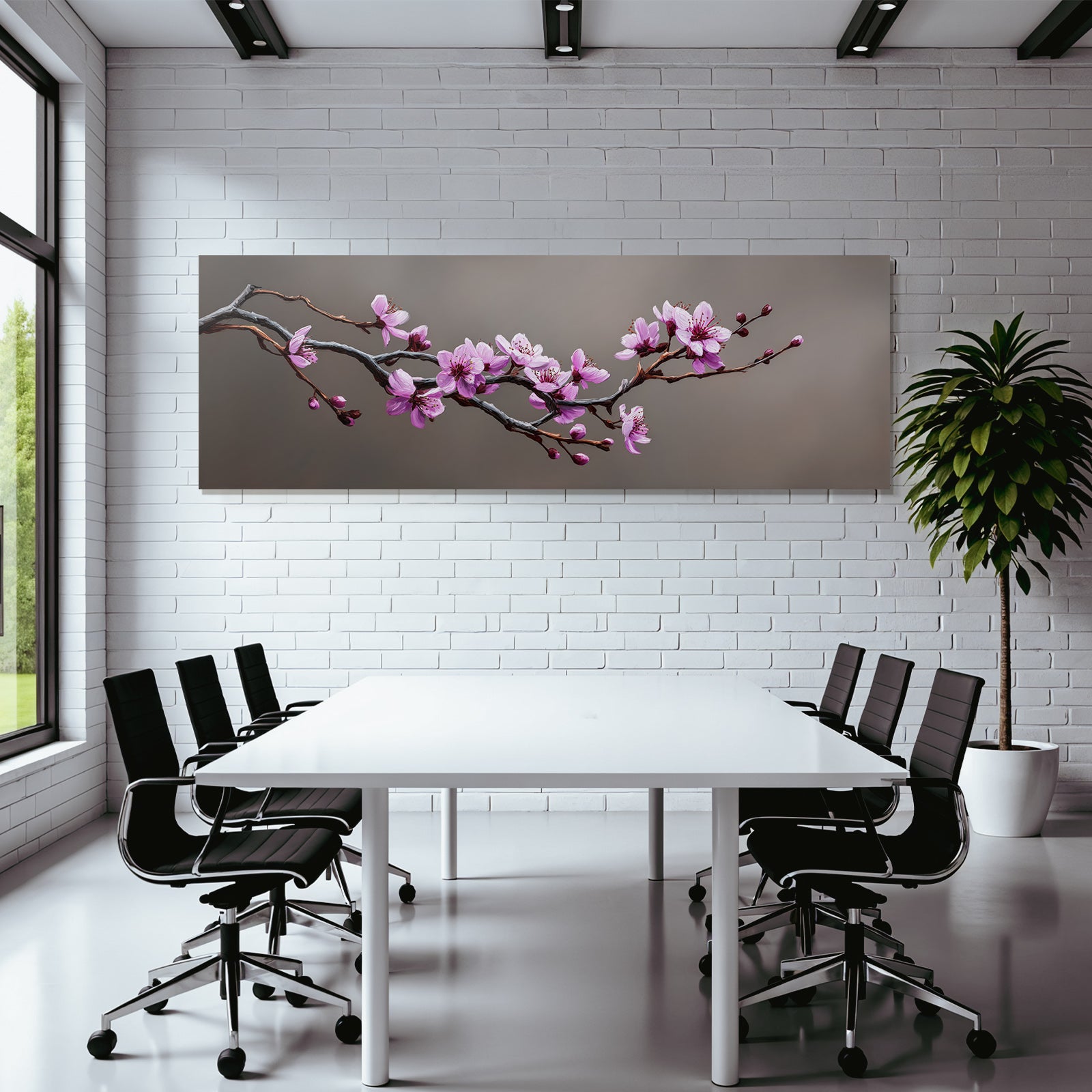 Zweig Mit Rosa Vor Gedämpftem Hintergrund