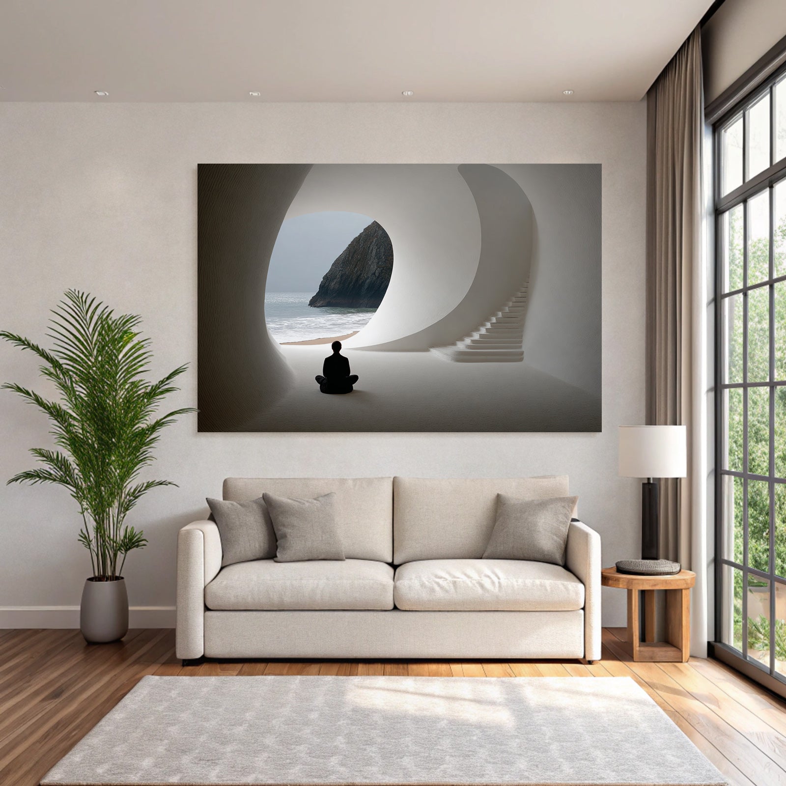 Yoga Meditation Serene Architectural Space Meditation Coastline Tranquility | Yoga und Meditation | Themen und Hobbys