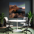 Polarlicht Coastal Mountains Northern Lights Tranquil Landscape | Fjorde und Gletscher | Landschaften