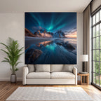 Polarlicht Nordlich Landschaft Mit Aurora Borealis Am Ufer | Fjorde und Gletscher | Landschaften