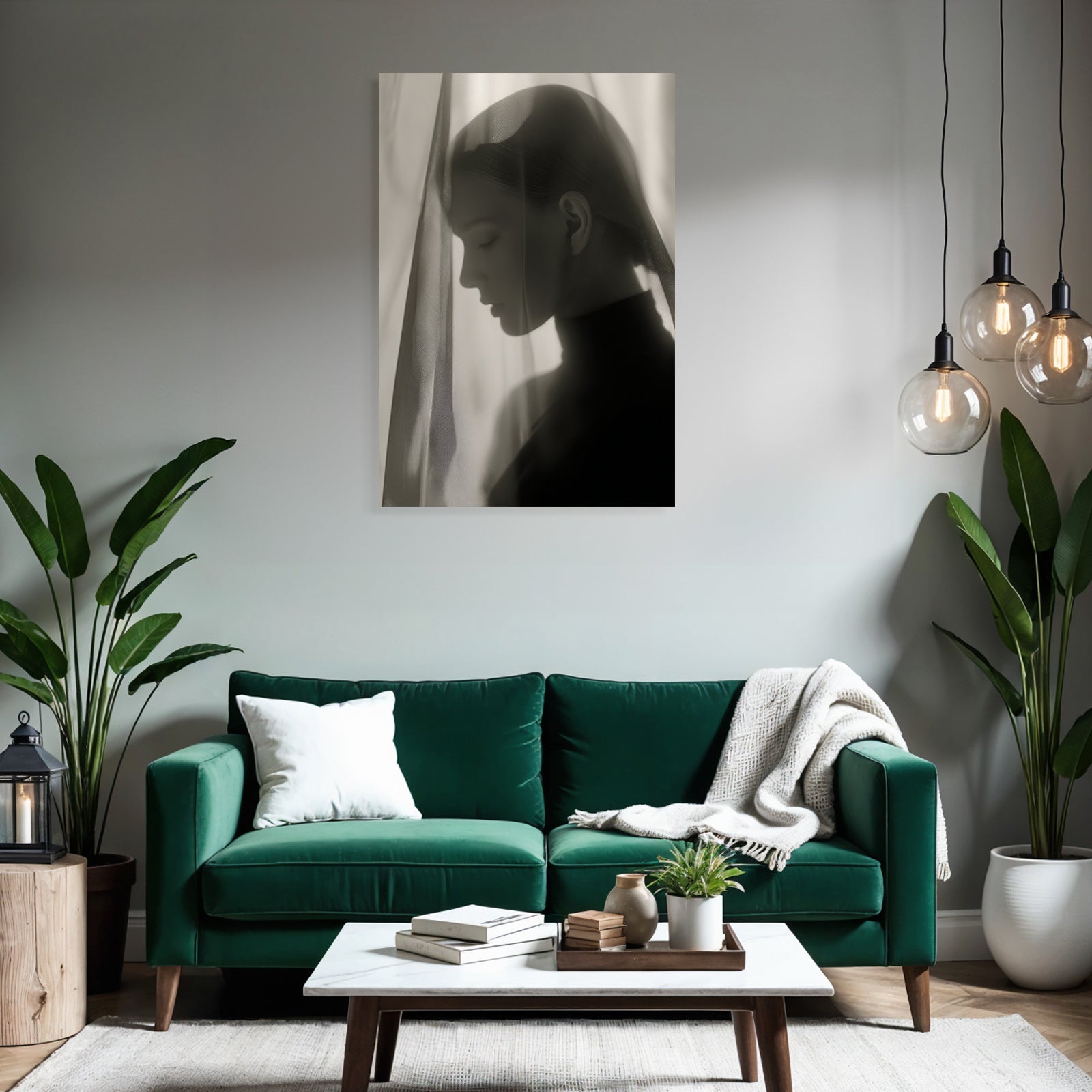 Monochrome Portrait Mit Sheer Stoff Introspektiv Lichtspiel | Aktkunst und Sinnlichkeit | Menschen und Emotionen