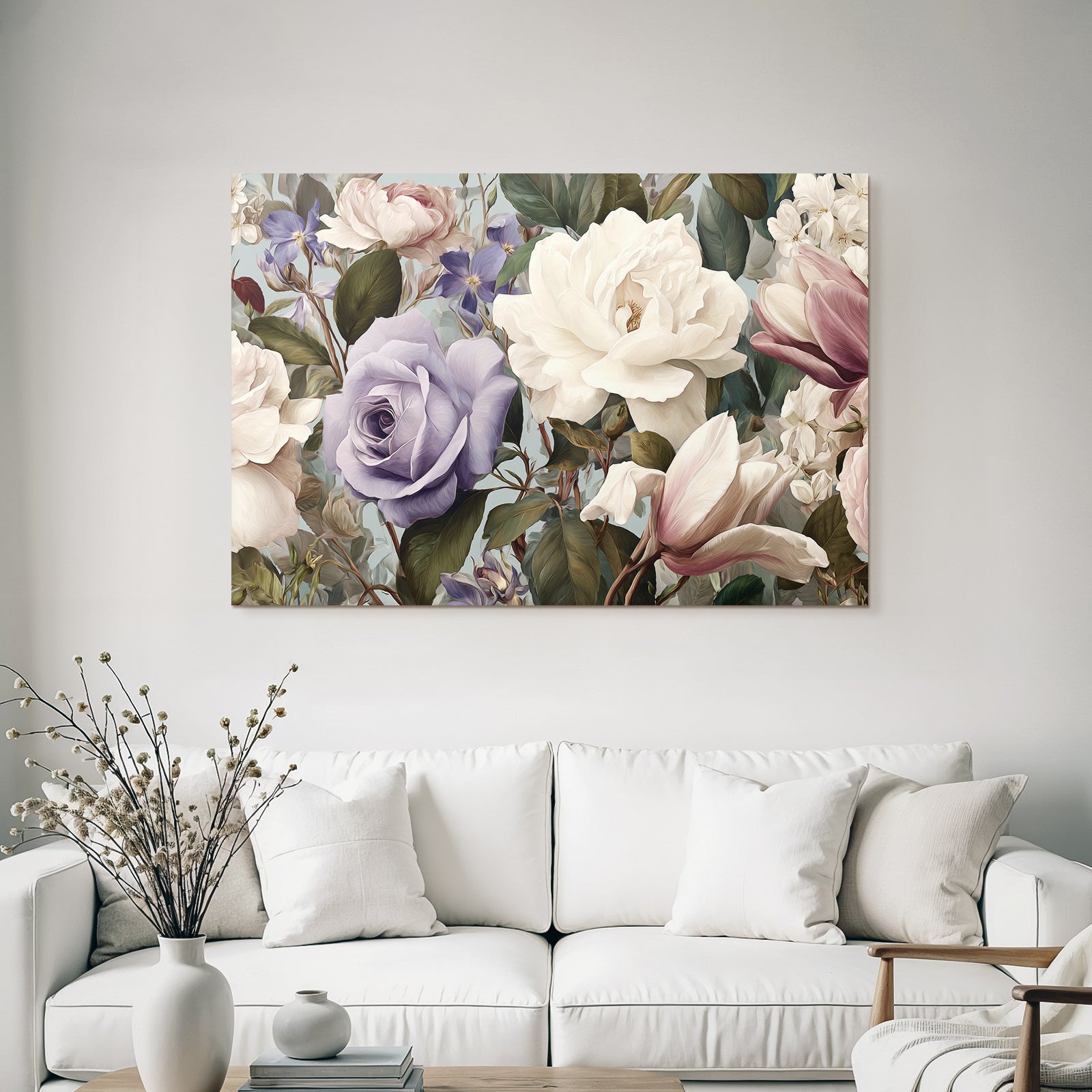 Illustration Mit Rosen Und Blättern In Malerischem Stil