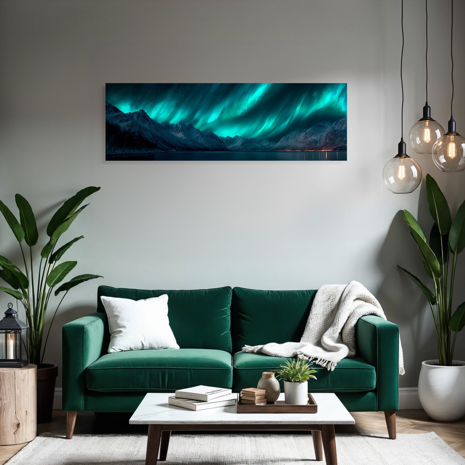 Polarlicht Auroraborealis Naturphänomen Grüne Blaue Lichter Sternenhimmel | Fjorde und Gletscher | Landschaften