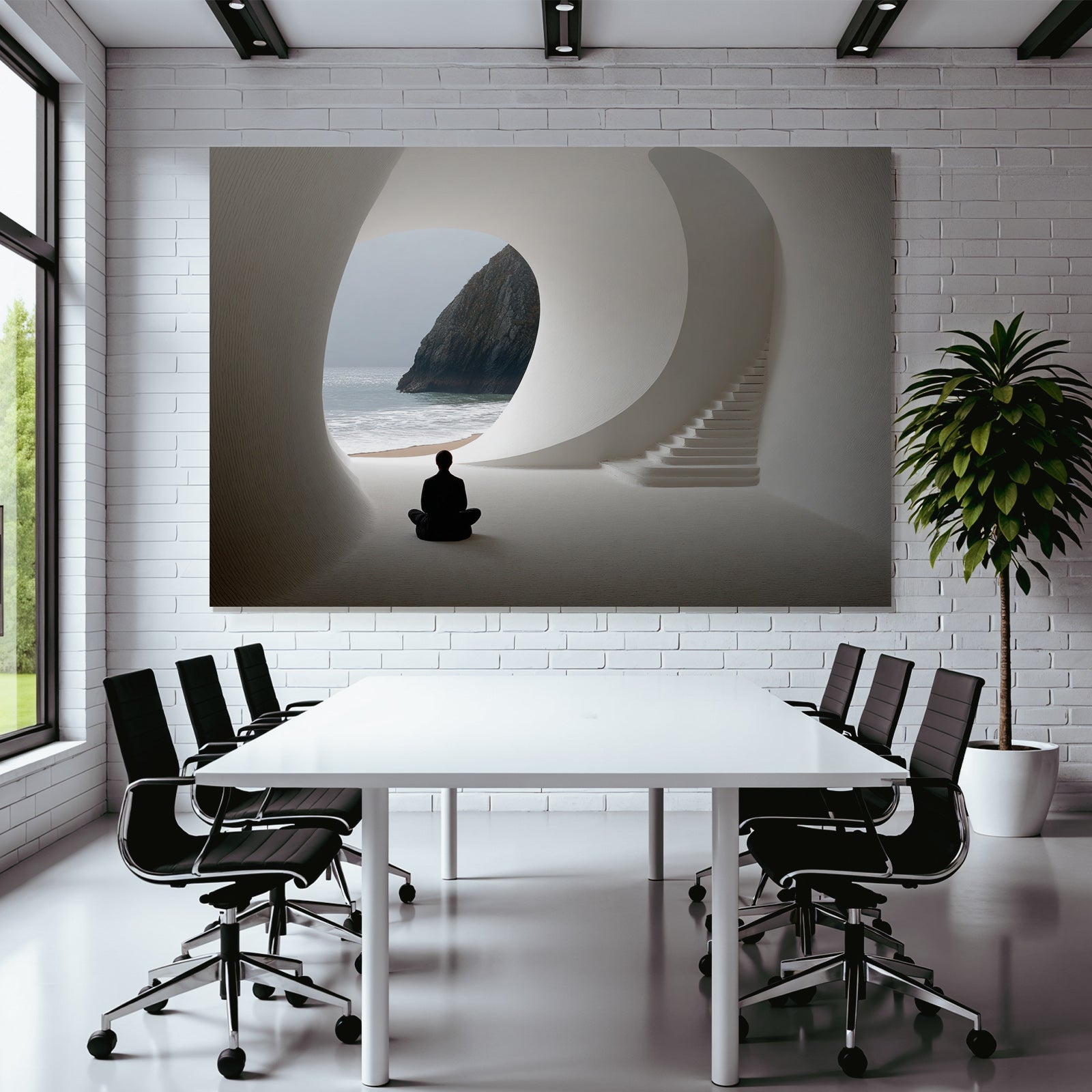 Yoga Meditation Serene Architectural Space Meditation Coastline Tranquility | Yoga und Meditation | Themen und Hobbys