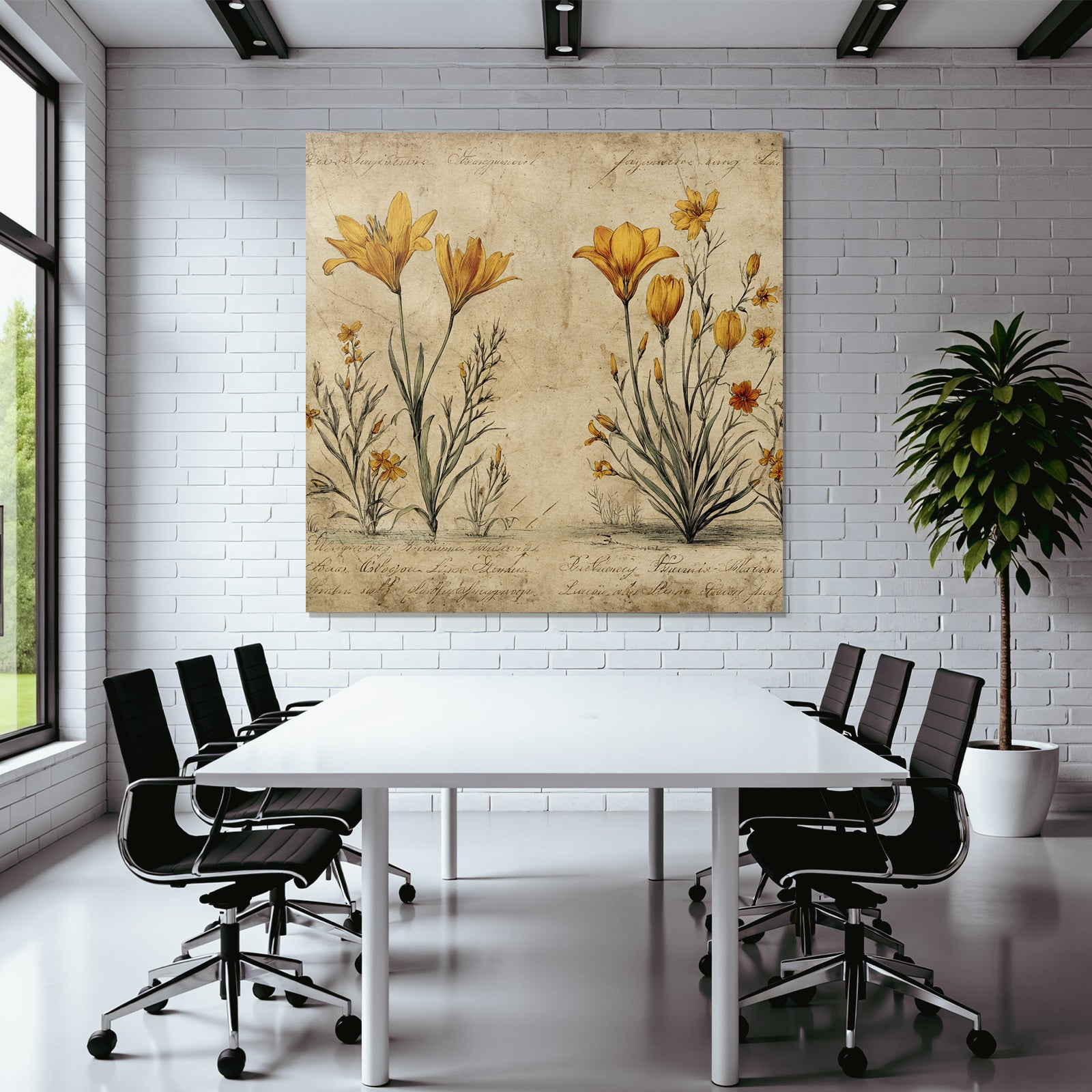 Botanische Illustration Gelbe Auf Altem Hintergrund
