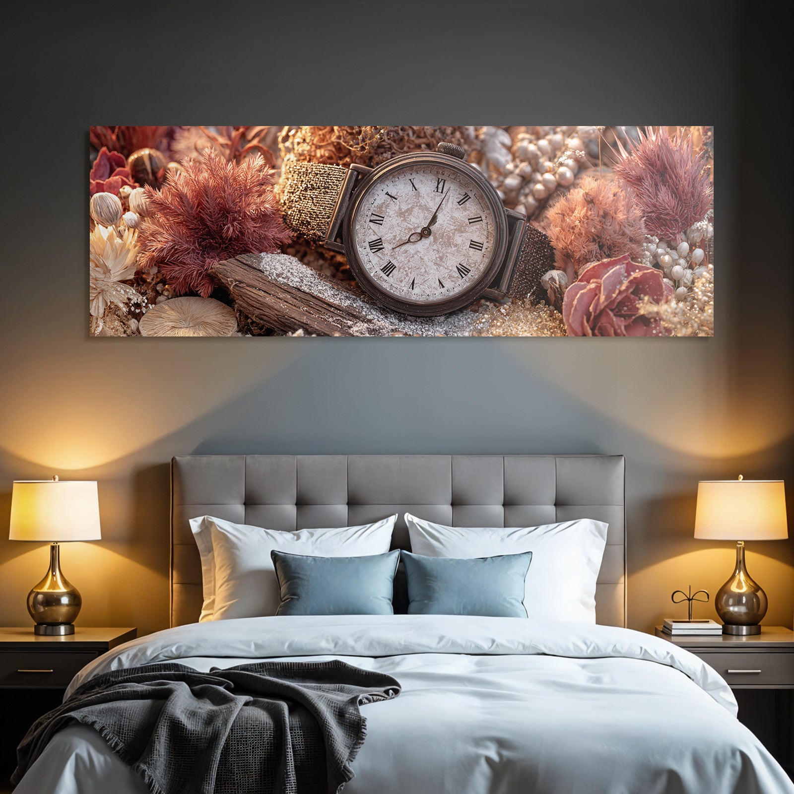Trocken Retro Flowers Vintage Uhr Mit Trockenen Und Pflanzen