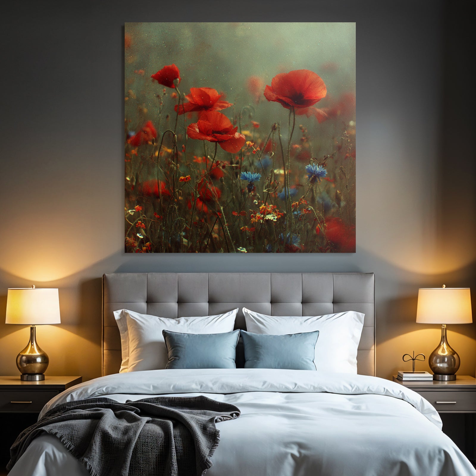 Traumhafte Wiese Mit Roten Mohn Und Bunten Wild