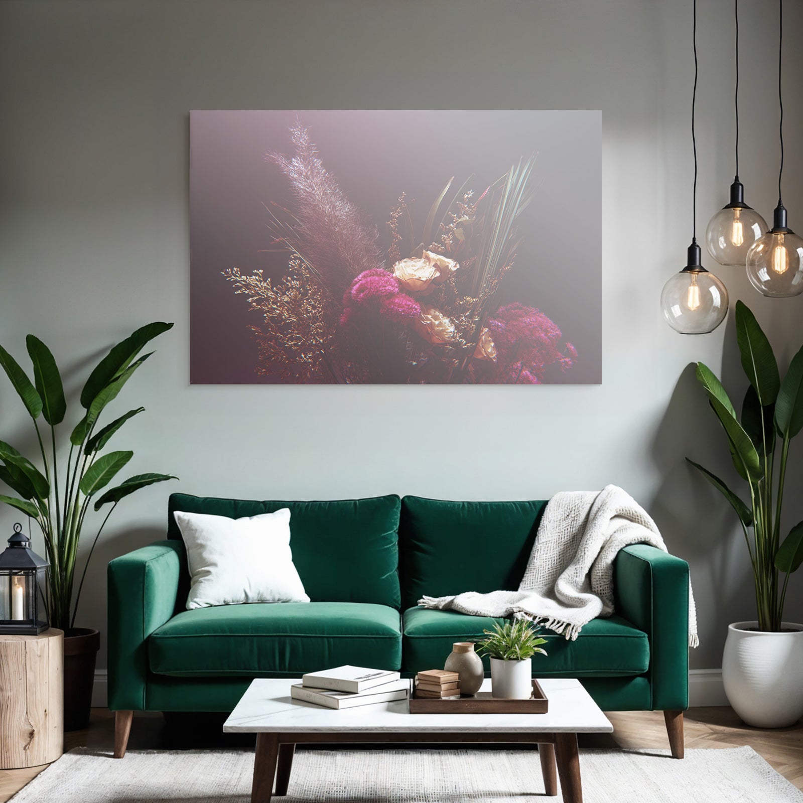 Trocken Retro Flowers Nahaufnahme Florale Anordnung Dramatische Beleuchtung Kreative Komposition