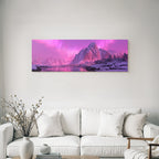 Polarlicht Winterlandschaft Nordlichter Verschneite Berge Beruhigender Wasser Fluss | Fjorde und Gletscher | Landschaften