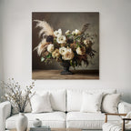 Trocken Retro Flowers Elegante Arrangement In Dunkel Vase Mit Rosen Anemonen Und Grünzeug