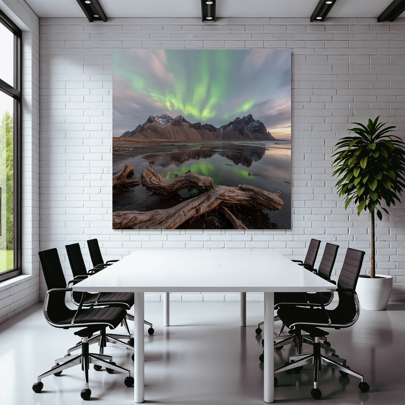 Polarlicht Natürliche Landschaft Mit Aurora Borealis Und Reflexionen | Fjorde und Gletscher | Landschaften